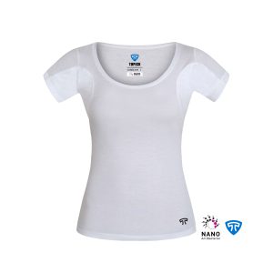 تیشرت نانو آنتی باکتریال ضدتعریق زنانه سفید تاپیک